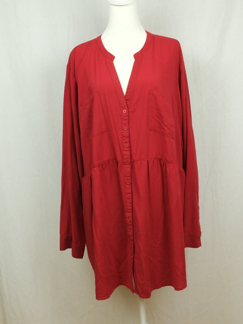 Torrid Emma Babydoll Tunic Plus Size 3XL Red Casual Top Shirt